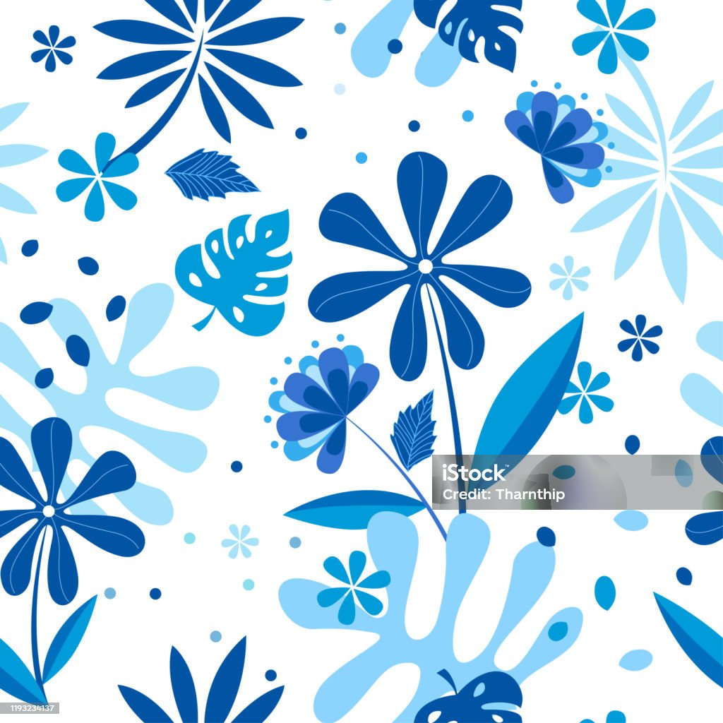 Flower Blue Pattern Abstract Flowerbluepattern Stock Illustration - Download Image Now - Abstract ...