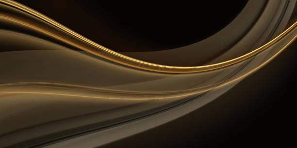 istock Fractal golden waves on a black background 1193235189
