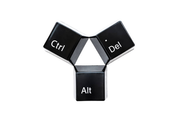 istock Black color keyboard computer buttons Ctrl, Alt, Del closeup isolated on white background. 1193238304