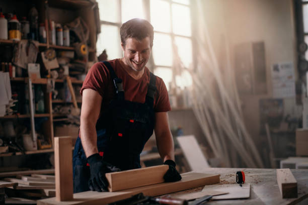 istock Carpenter at work stock photo 1193246001