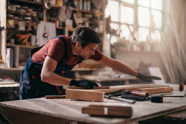 istock Carpenter at work stock photo 1193246197