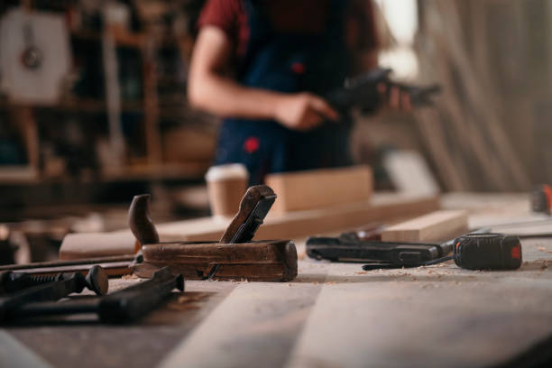 istock Carpenter at work stock photo 1193247872