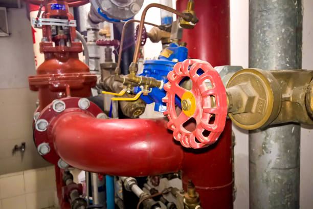 istock Gate valve and the supply pipe system in janitor room 1193250949