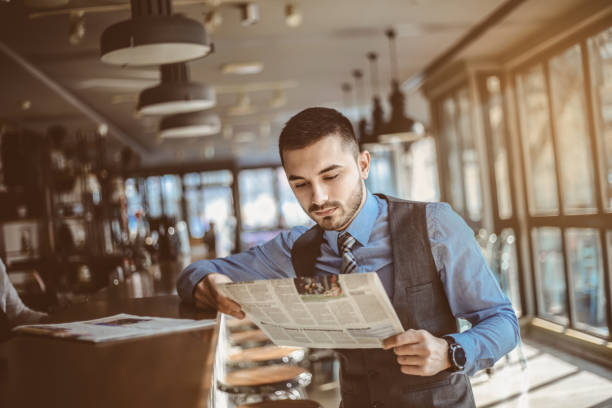 Men, Newspaper, Reading, Adult, Beautiful People, Coffee shop