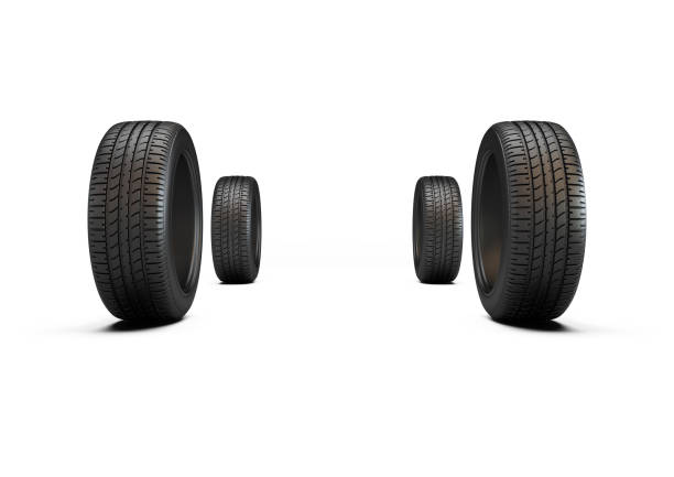 3d rendering of a single car tire on a white background.