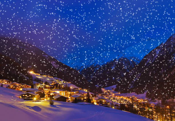 istock Mountains ski resort Solden Austria at sunset 1193251400