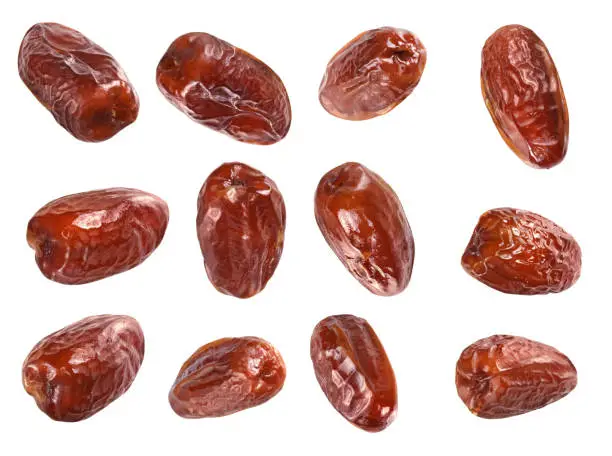 Dates fruit isolated on a white background with clipping path