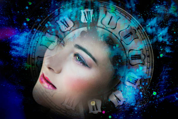 istock Cosmic beauty with a mysterious face is floating in the universe 1193255828
