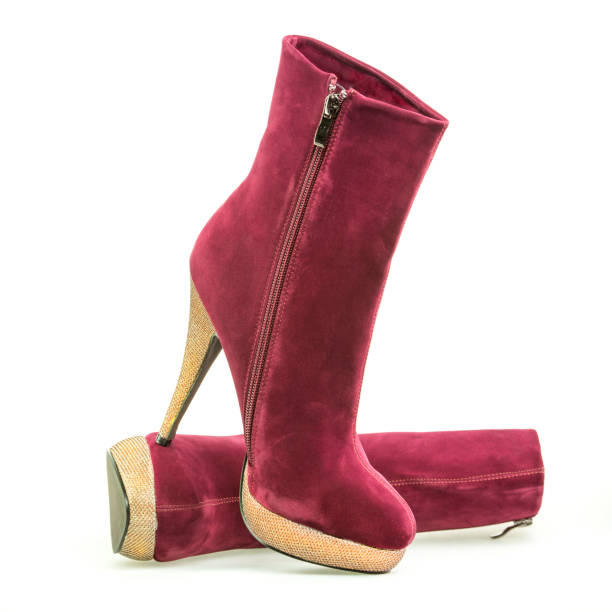 istock High Heels platform boots in red and shiny gold 1193256861