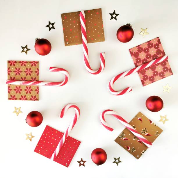 istock Round frame made of Christmas decoration on white background. 1193261974