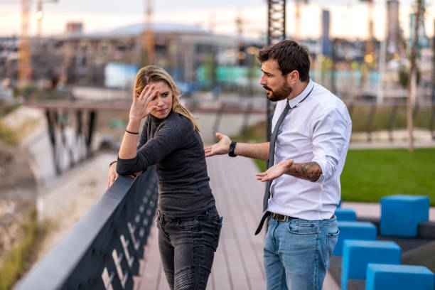 istock Young Woman is Arguing with his Boyfriend and Trying to Solve Problems 1193266865