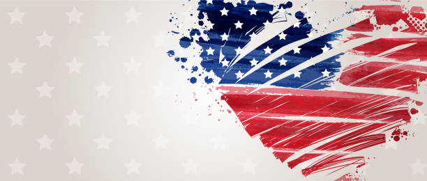 istock Banner with USA flag in grunge heart shape 1193270692