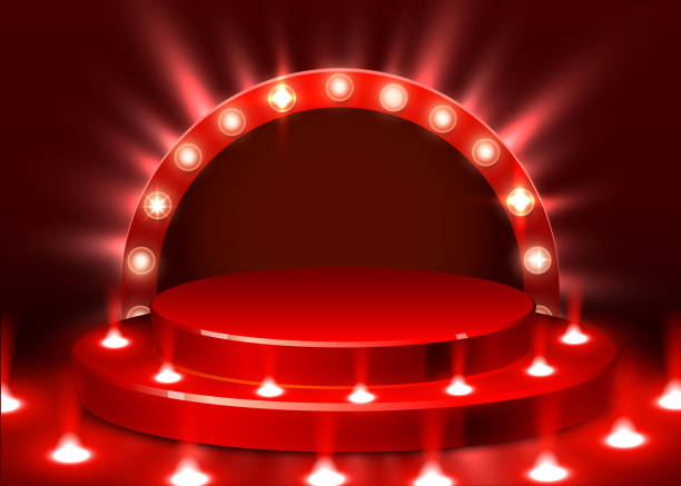 istock Abstract round podium illuminated with spotlight. Award ceremony concept. Stage backdrop. 1193270869