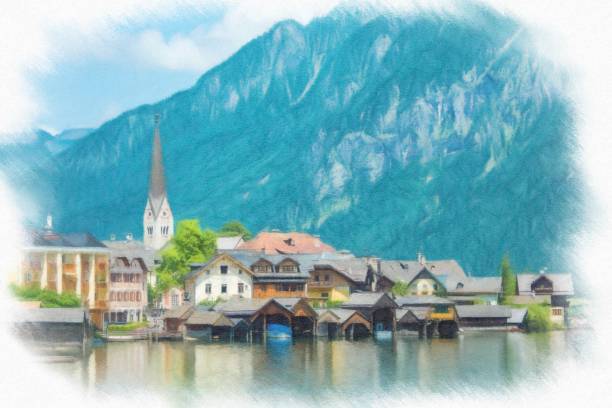 Landscape painting on a spring day