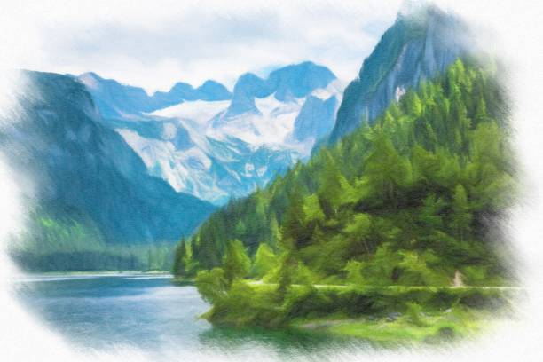 Landscape painting on a spring day