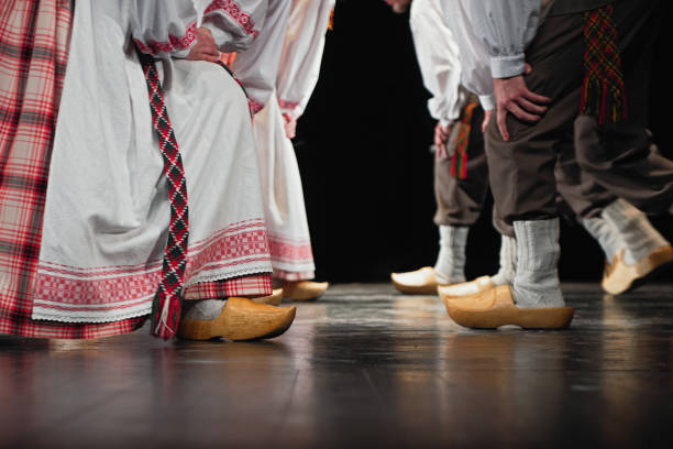 Genichesk, Ukraine - August 26, 2017: Singers in Czech traditional clothing performs on stage during Festival of National Cultures Tavriyska rodyna (Tavria Family)