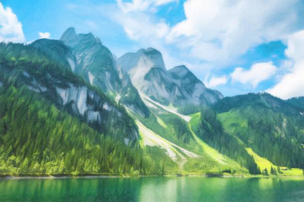 Landscape painting on a spring day