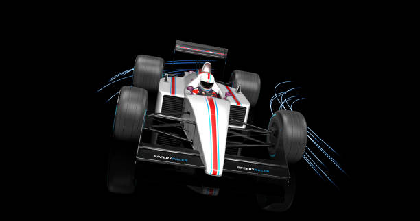 istock Generic White Racing Car Speeding On Black Background. 3D Illustration Render 1193273638