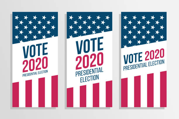 2020 głosowanie usa wybory prezydenckie ulotki zestaw. - presidential election illustrations stock illustrations