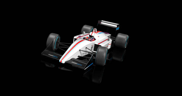 istock Generic White Racing Car Speeding On Black Background. 3D Illustration Render 1193273839