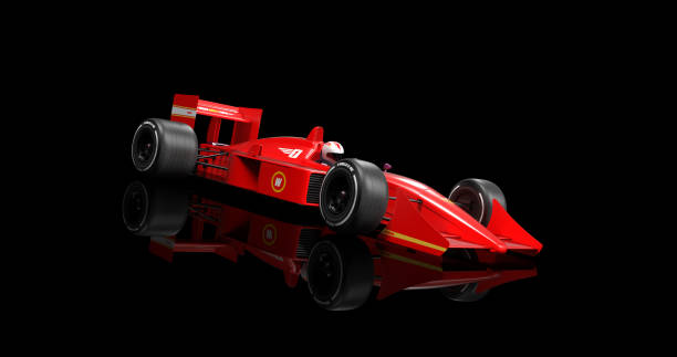 istock Generic Red Racing Car Speeding On Black Background. 3D Illustration Render 1193273928