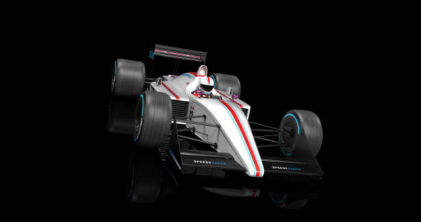 istock Generic White Racing Car Speeding On Black Background. 3D Illustration Render 1193273942