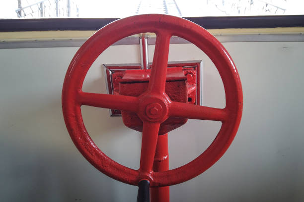 istock Red steering wheel in the funicular car. 1193274895