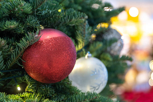 istock Christmas balls on christmas tree - Indoors, Soft focus 1193276108