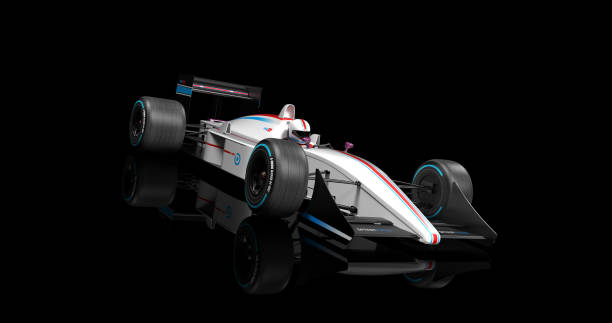 istock Generic White Racing Car Speeding On Black Background. 3D Illustration Render 1193276181