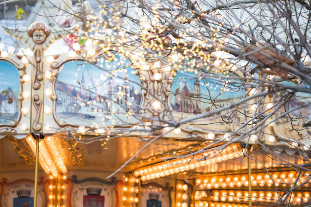 istock Merry go round Christmas lights background 1193276299