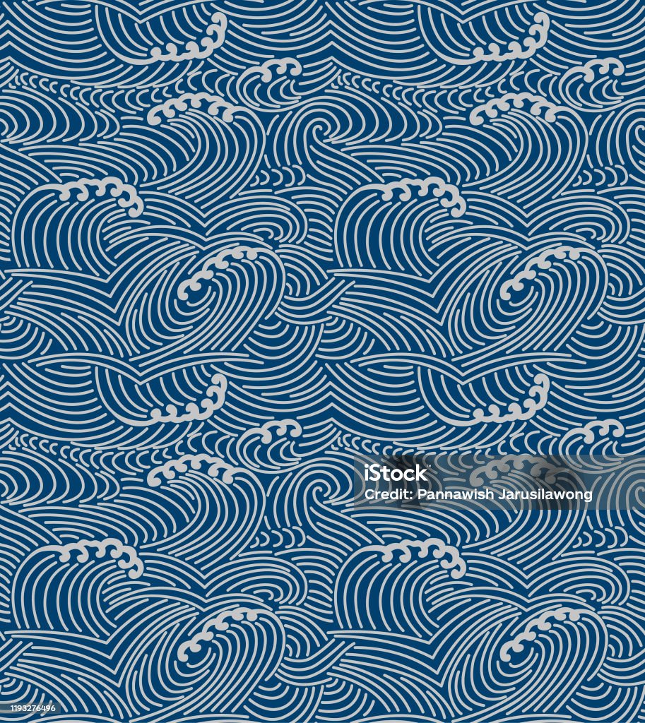 Mô Hình Liền Mạch Sóng Biển Bão Nhật Bản Hình minh họa Sẵn có ...