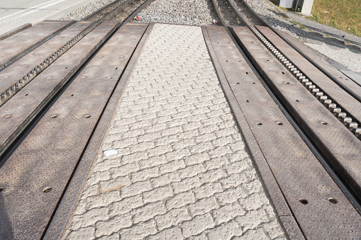 Rack and pinion railway track in Switzerland