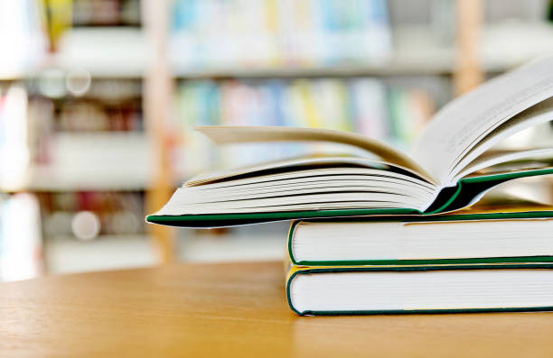 istock Stack of books on the table of public library 1193279700
