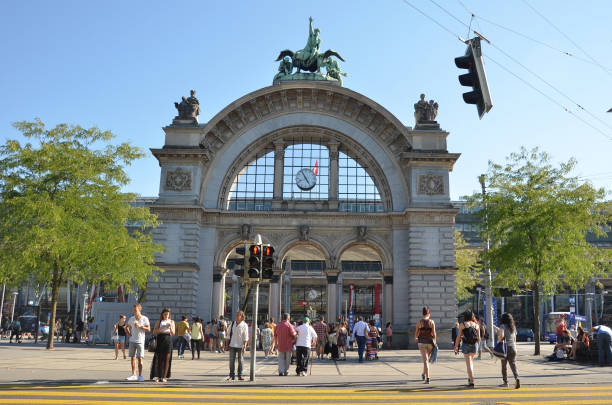 Lucerne railway station (German: Bahnhof Luzern) is a major hub of the rail network of Switzerland, in the city of Lucerne in the canton of Lucerne. The old gate of Lucerne's railway station is in front of the new one to remain the old architecture of station