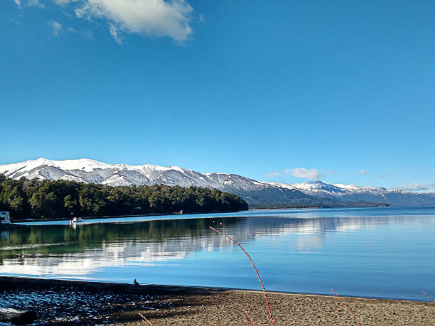 Beautiful View at the Lácar Lake in San Martin de Los Andes in the province of Neuquén, Argentina, enclosed in a mountain range of the Andes.