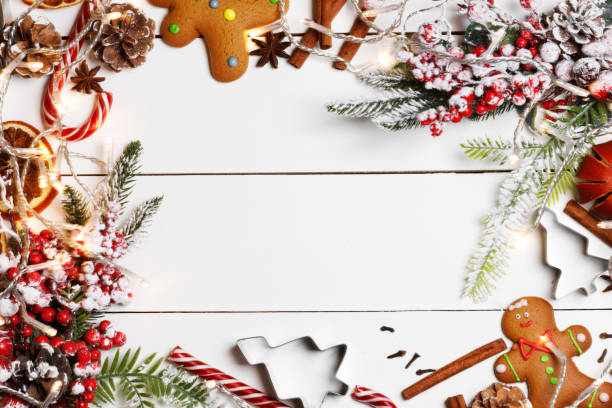 istock Christmas food on wood background 1193286911
