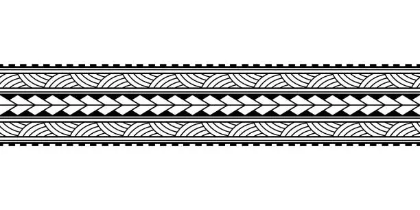 Vector illustration of Maori polynesian tattoo border tribal sleeve pattern vector. Samoan bracelet tattoo design fore arm or foot.