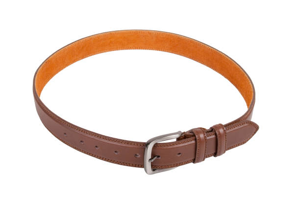 istock Brown leather belt; photo on white background 1193289042