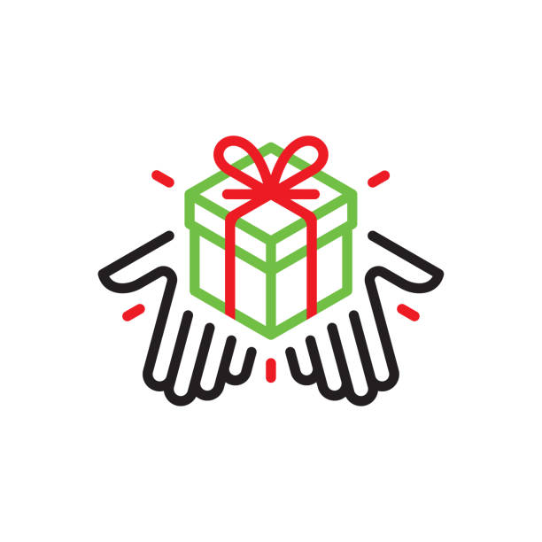ręce dające pudełko na prezent - gift human hand box giving stock illustrations
