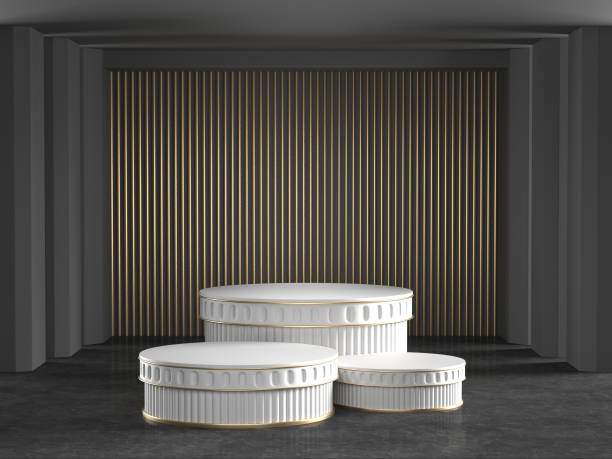 istock 3d render image of black and white marble podium luxury background for cosmetic or another product. 1193291205
