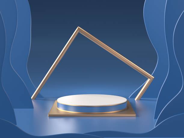 istock 3d background Render image of abstract blue color geometric shape podium background, modern minimalist mockup for cosmetic podium display or showcase.color pantone 2020. 1193291251