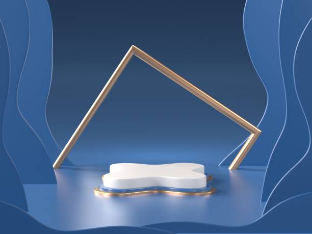 istock 3d background Render image of abstract blue color geometric shape podium background, modern minimalist mockup for cosmetic podium display or showcase.color pantone 2020. 1193291267