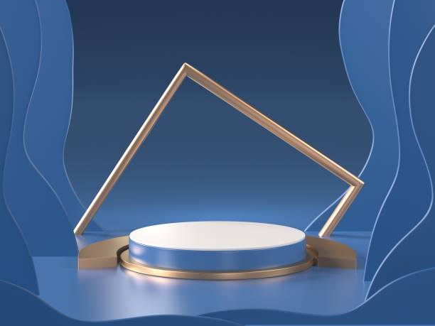 istock 3d background Render image of abstract blue color geometric shape podium background, modern minimalist mockup for cosmetic podium display or showcase.color pantone 2020. 1193291282