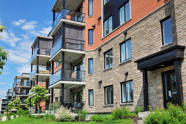 istock Beautiful Midsize Multi-Condos Building Blocks with Glass Balconies 1193291655