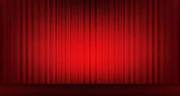 Vector illustration of Vector Classic Red curtain with stage background,modern style.