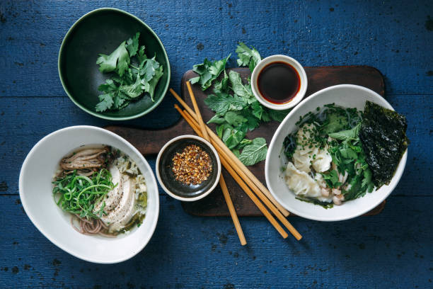 istock Bowls of asian style soup 1193293747