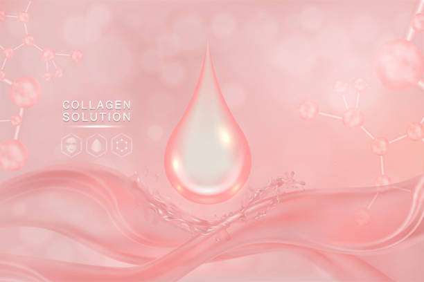istock Hyaluronic acid skin solutions ad, pink collagen serum drop with cosmetic advertising background ready to use 1193294571