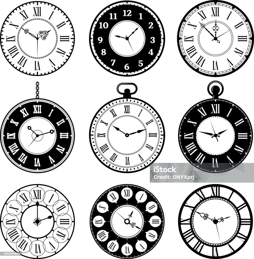 Đồng Hồ Retro Old Roman Cổ Điển Vòng Đồng Hồ Bộ Sưu Tập Vector ...