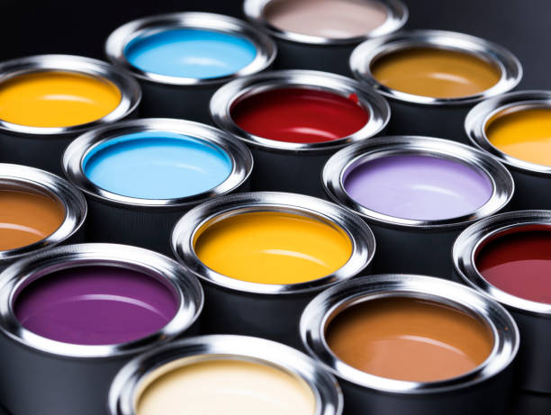 istock Creativity concept group of tin metal cans with color paint 1193298400