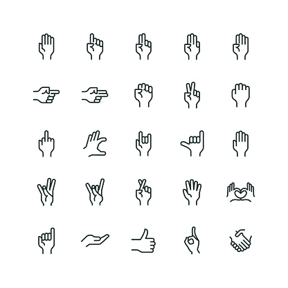 Hand Gestures Icon Set - Line Series